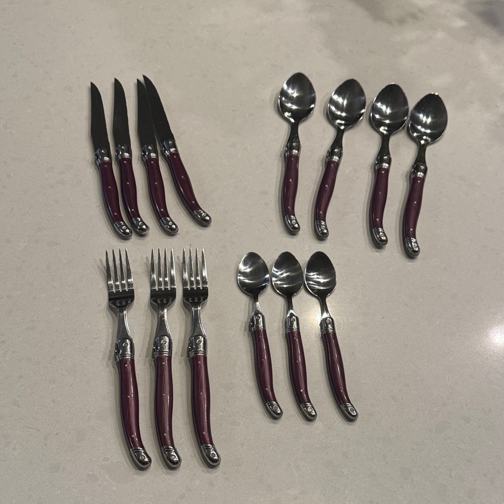 Laguiole Burgundy Flatware Set